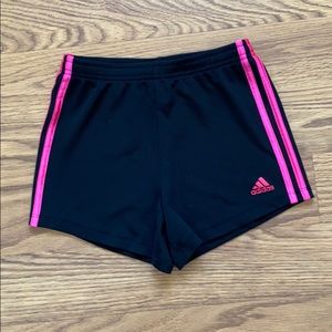 Pink striped Adidas shorts